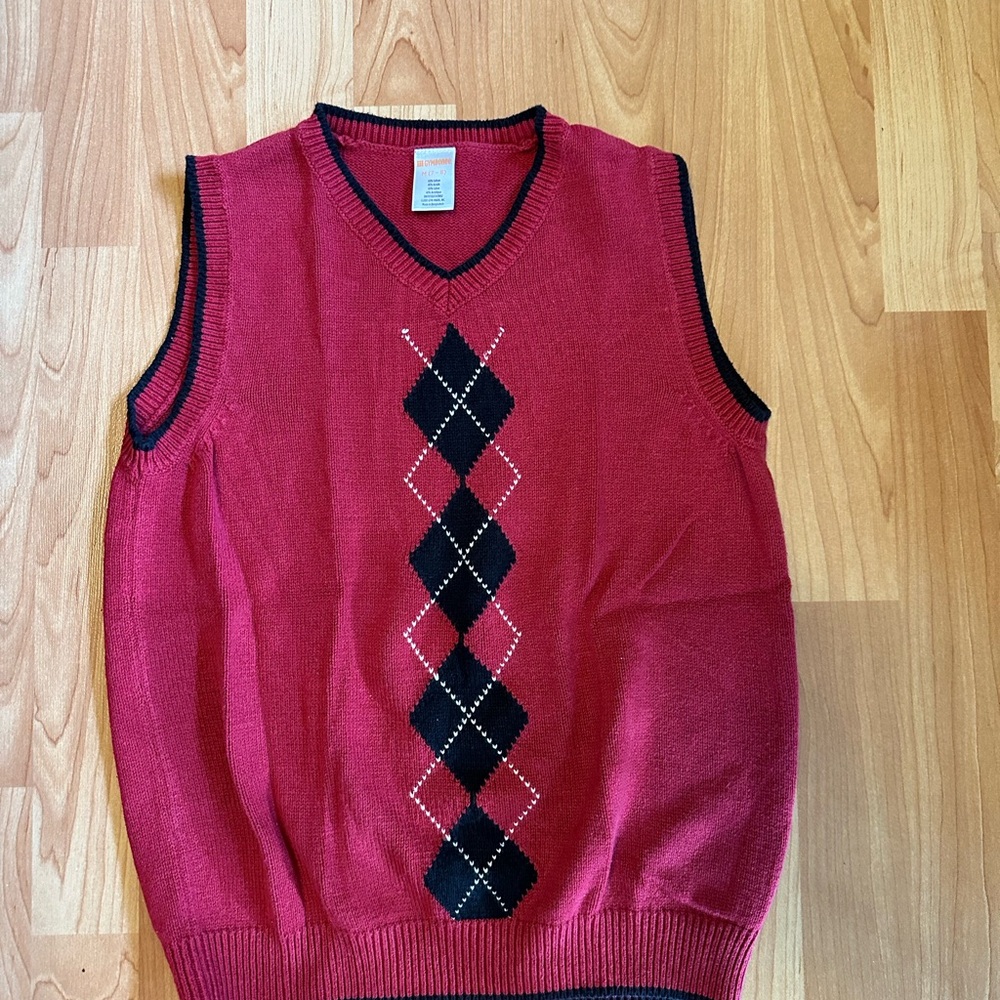 Boys Gymboree Red Argyle Sweater Vest